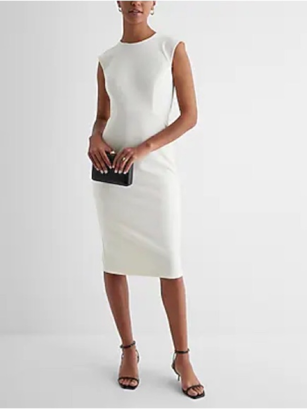 NWT Express Sleeveless Cream White Sheath Dress - Elegant Minimalist